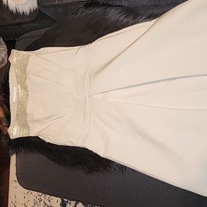 Giada Ivory with Sequin Adorned Neckline Midi Dress